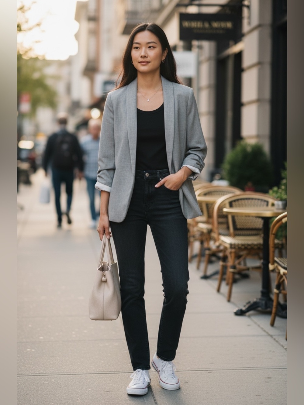H&M Light Gray Open Front Blazer Size 6 | Career Office Jacket